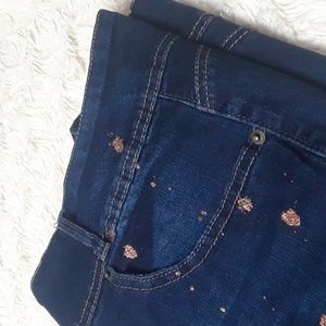 Aziz Skinny Jeans with Copper Paint Spot SIZE:38 NWOT